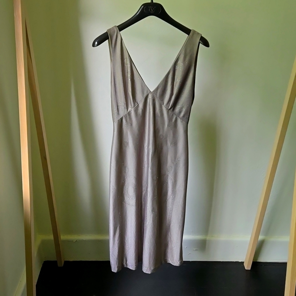 Vintage Anna Sui sage green sparkly dress S